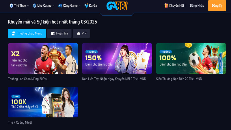 Cập nhật các ưu đãi GA88 mới nhất 2025