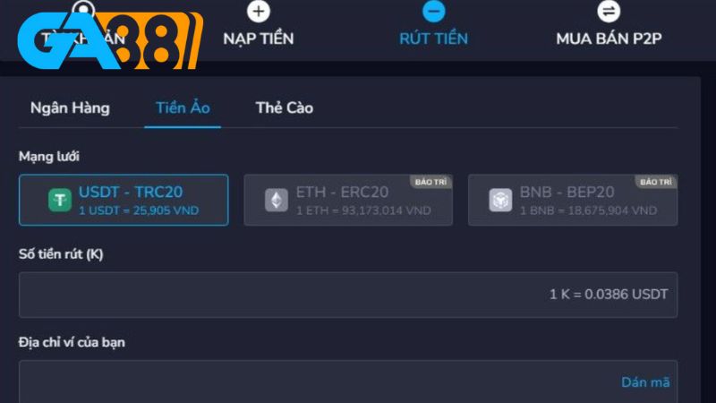 Rút tiền GA88 giúp người chơi chuyển đổi tiền thắng cược thành tiền mặt