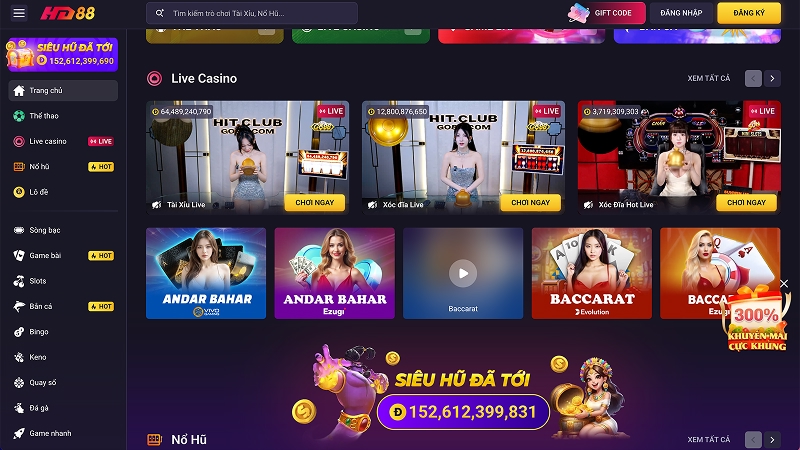 Casino trực tuyến HD88 chuẩn quốc tế